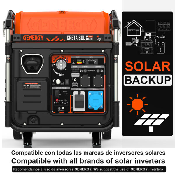 Generador 7500W-230V Inverter Silencioso Arranque Automático Apoyo Solar Modelo Creta-SOL Silent