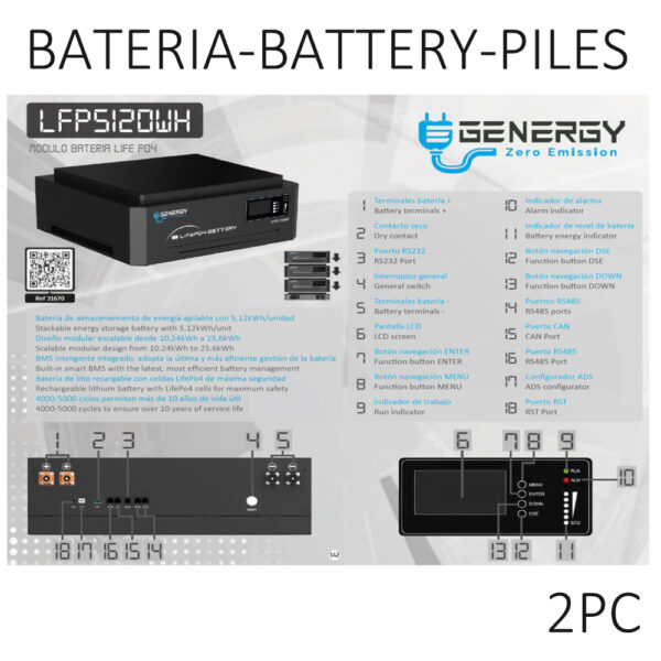 Sistema Solar Escalable y Apilable GZE-10252 5500W 10240Wh - Imagen 3