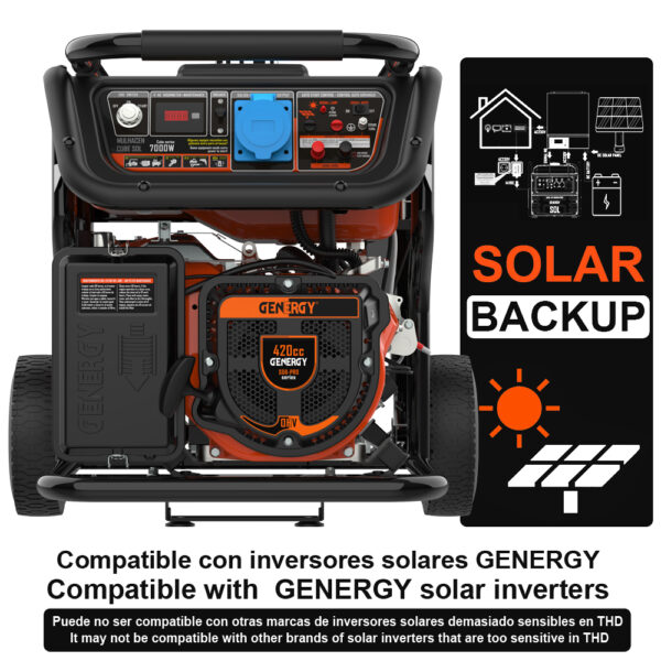 Generador 7000W-230V Gasolina Arranque Automático Apoyo Solar Modelo Mulhacen-SOL