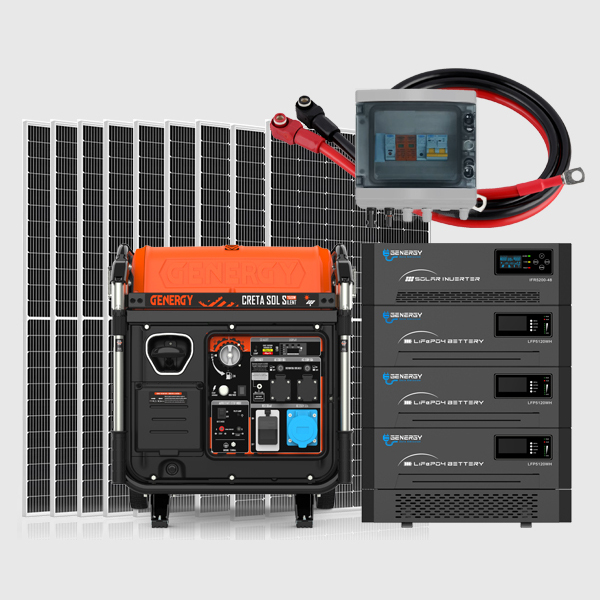 Plan Solar Vega Backup-C-> Generador Creta-Silent-SOL + Inversor 5200W + Batería LFP 15,36kWH + Paneles 6kW + Caja Protecciones + Cableado